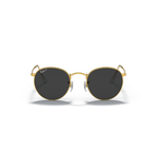 Round sunglasses with gold frame and dark lenses on a white background Polished Gold + Black Polarised