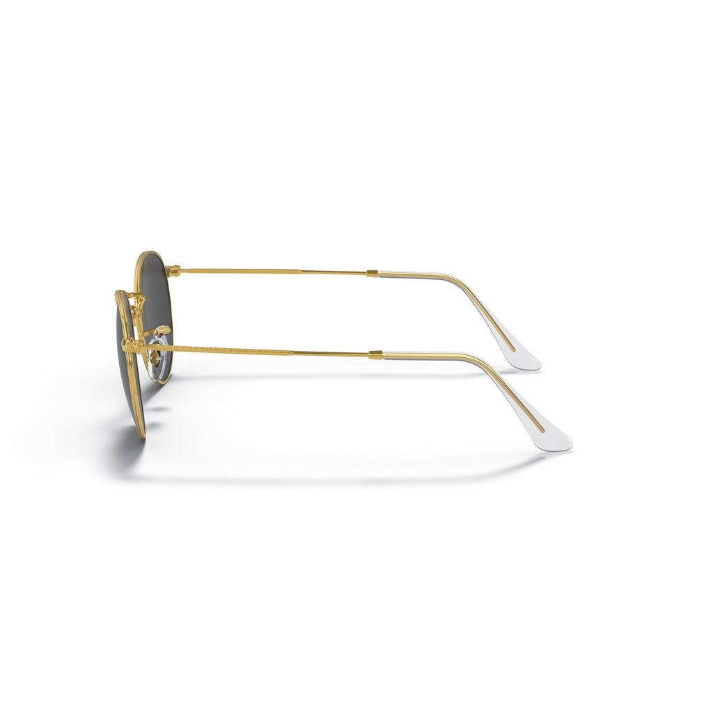 Gold-framed sunglasses on a white background Polished Gold + Black Polarised
