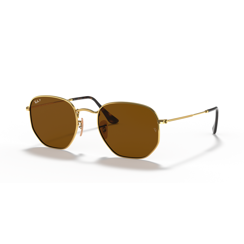 Ray-Ban - Hexagonal Flat Lenses - Velocity 21 Polished Arista Gold + B-15 Brown Polarised