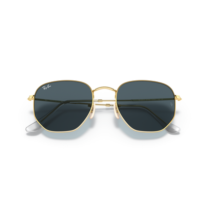 Ray Ban Hexagonal Sunglasses - Velocity 21 Polished Arista Gold + Light Blue Gradient