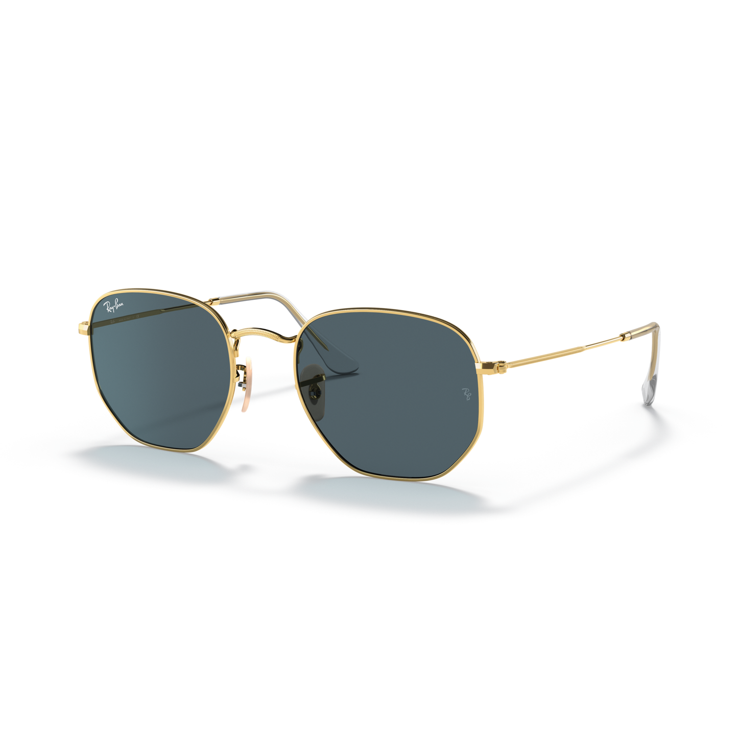 Ray Ban Hexagonal Sunglasses - Velocity 21 Polished Arista Gold + Light Blue Gradient