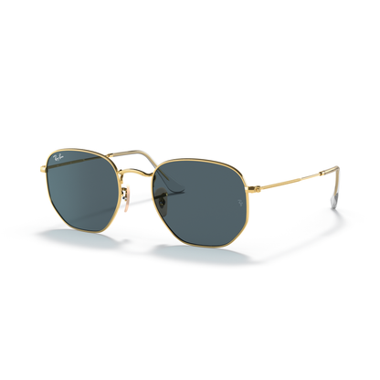 Ray Ban Hexagonal Sunglasses - Velocity 21 Polished Arista Gold + Light Blue Gradient