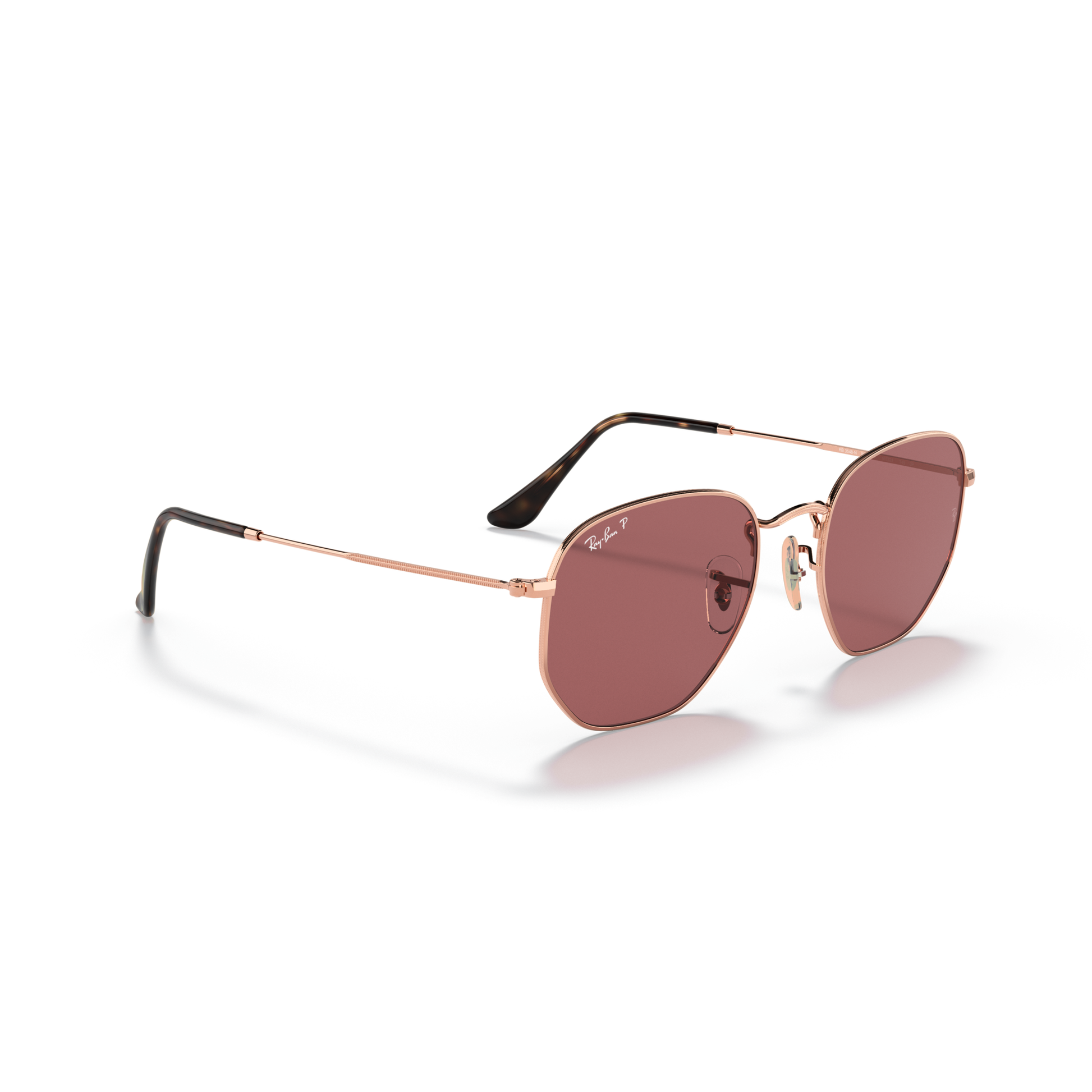 Ray Ban Hexagonal Sunglasses - Velocity 21 Polished Rose Gold + Purple Polarised