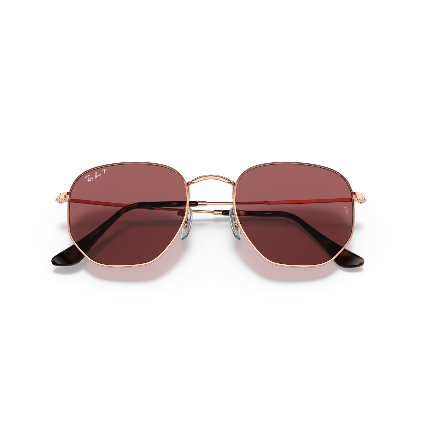 Ray Ban Hexagonal Sunglasses - Velocity 21 Polished Rose Gold + Purple Polarised