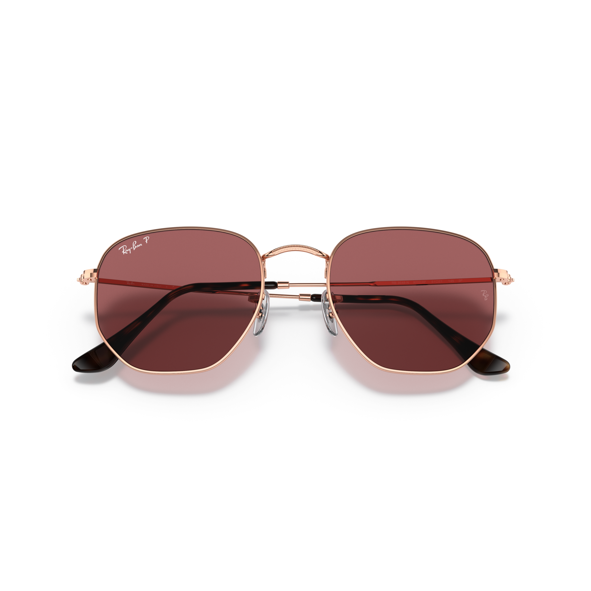 Ray Ban Hexagonal Sunglasses - Velocity 21 Polished Rose Gold + Purple Polarised