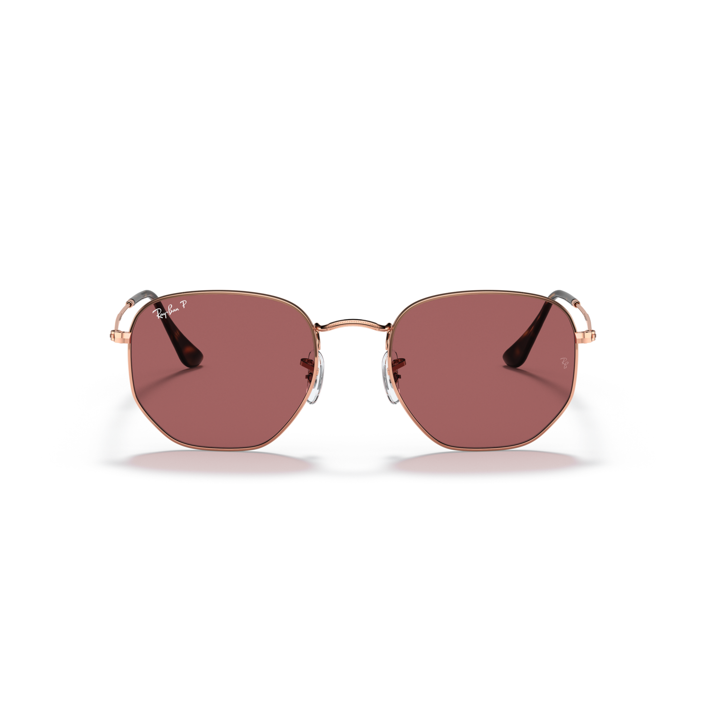 Ray Ban Hexagonal Sunglasses - Velocity 21 Polished Rose Gold + Purple Polarised