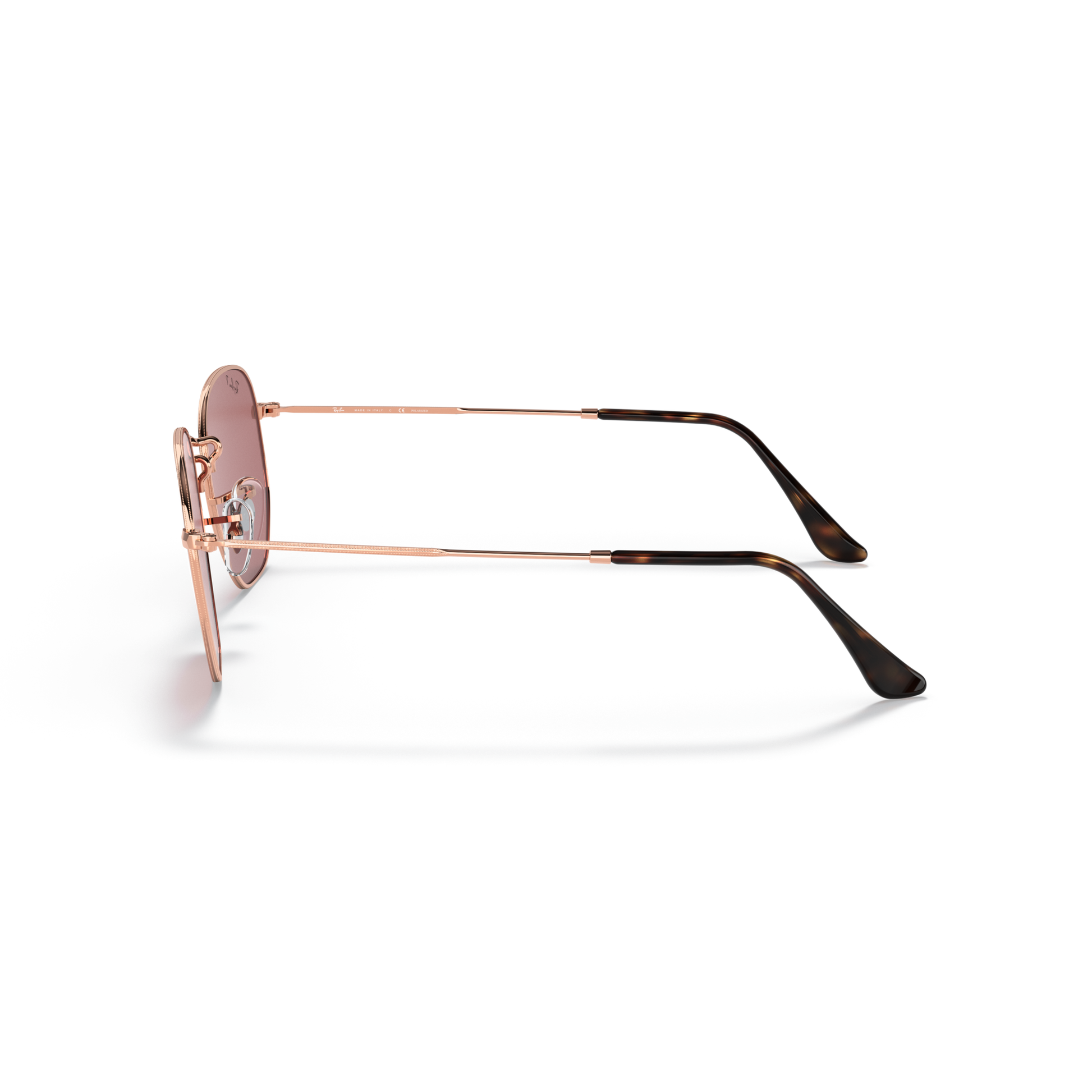 Ray Ban Hexagonal Sunglasses - Velocity 21 Polished Rose Gold + Purple Polarised