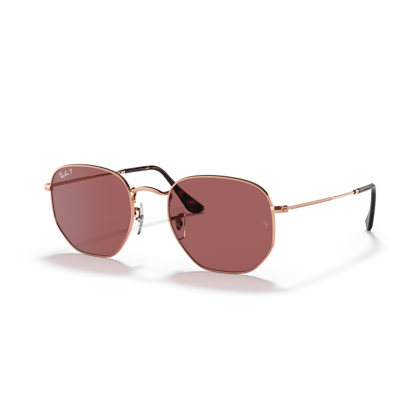 Ray Ban Hexagonal Sunglasses - Velocity 21 Polished Rose Gold + Purple Polarised