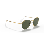 Gold-framed sunglasses with green lenses on a white background Polished Gold + G-15 Green