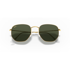 Gold-framed sunglasses with dark lenses on a white background Polished Gold + G-15 Green