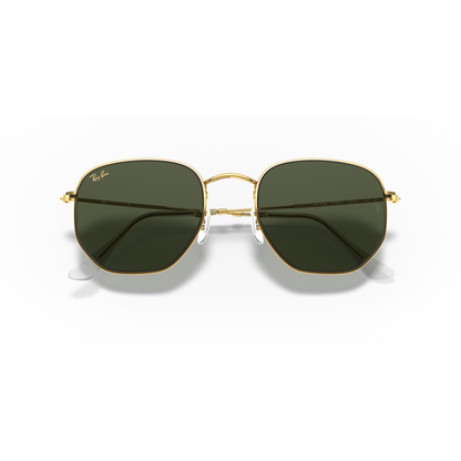 Gold-framed sunglasses with dark lenses on a white background Polished Gold + G-15 Green