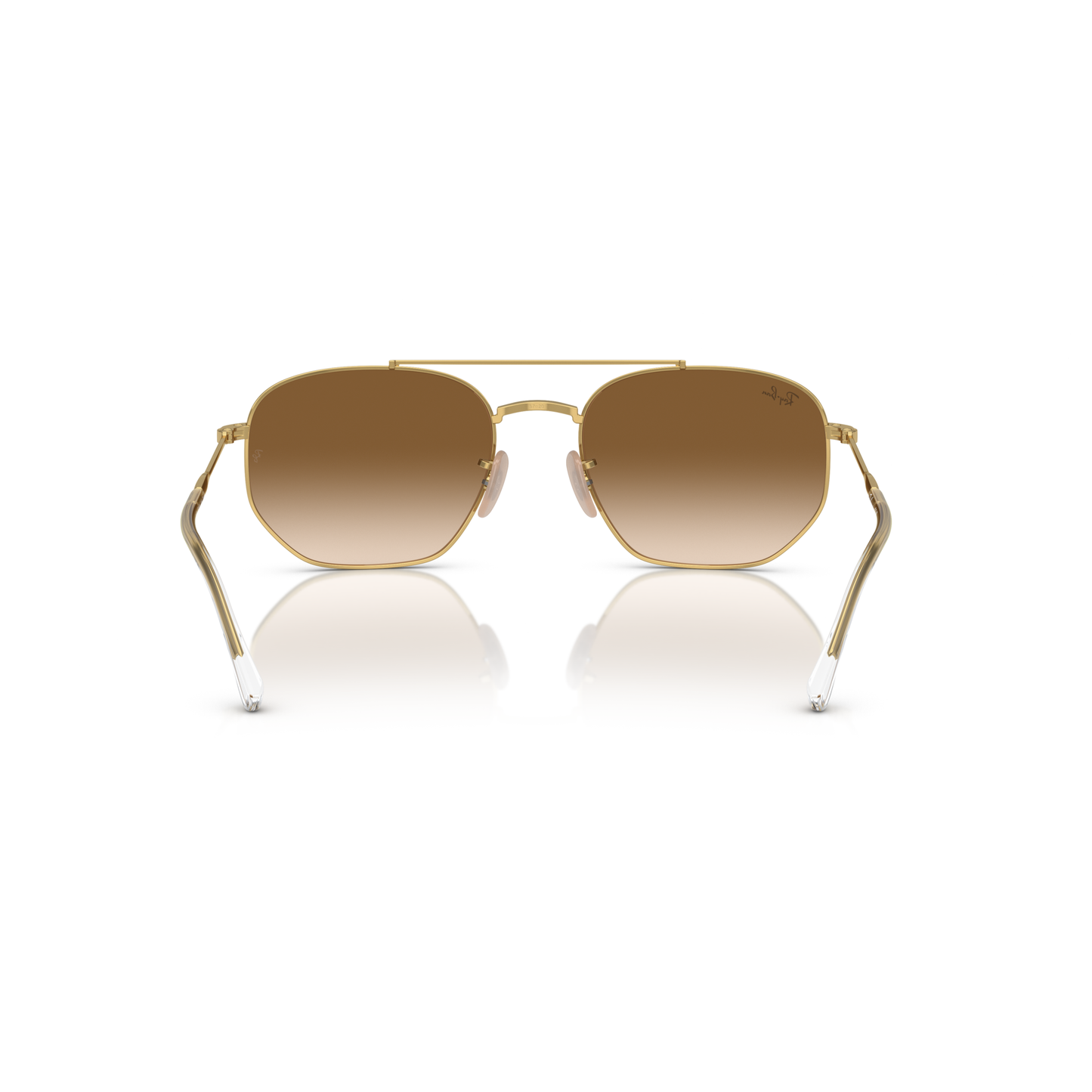 Gold-framed sunglasses with gradient lenses on a white background Polished Arista Gold + Clear Gradient Brown