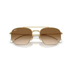 Gold-framed sunglasses with brown lenses on a white background Polished Arista Gold + Clear Gradient Brown