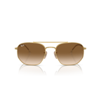 Gold-framed sunglasses with brown gradient lenses on a white background Polished Arista Gold + Clear Gradient Brown