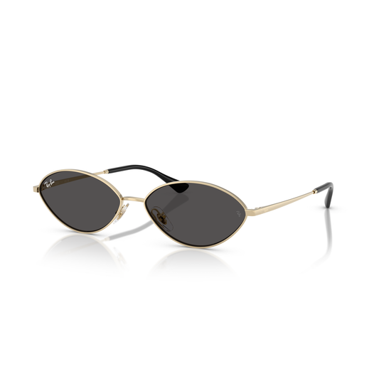 Gold-framed sunglasses with black lenses on a white background Polished Pale Gold + Dark Grey