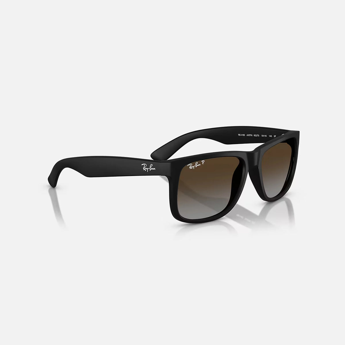 Ray Ban Justin Sunglasses - Velocity 21 Matte Rubber Black + Polarised Light Grey Gradient Brown