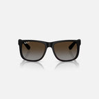 Ray Ban Justin Sunglasses - Velocity 21 Matte Rubber Black + Polarised Light Grey Gradient Brown