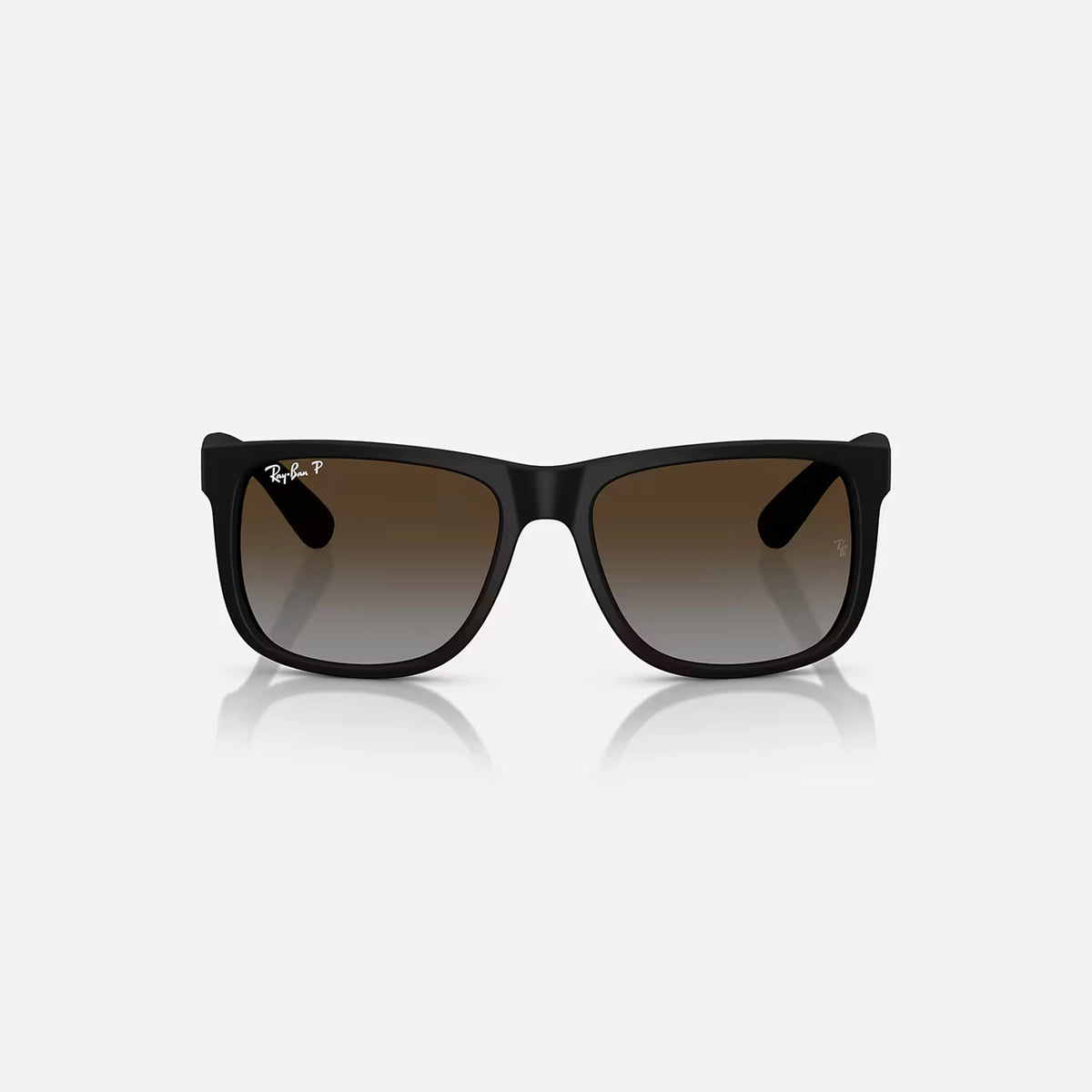 Ray Ban Justin Sunglasses - Velocity 21 Matte Rubber Black + Polarised Light Grey Gradient Brown
