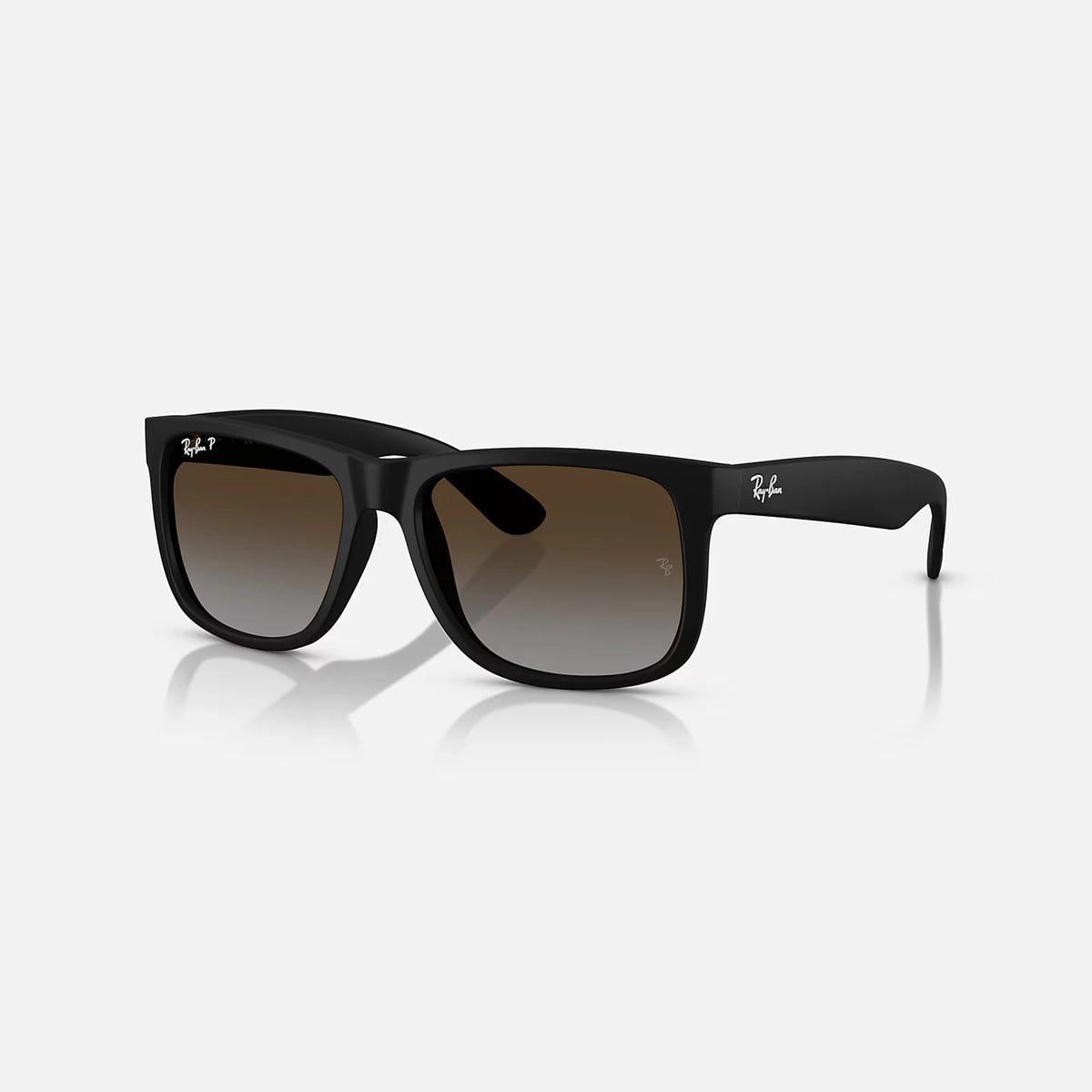 Ray Ban Justin Sunglasses - Velocity 21 Matte Rubber Black + Polarised Light Grey Gradient Brown