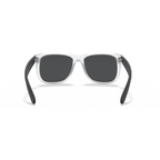 Sunglasses with black lenses and clear frame on a white background Rubber Transparent + Dark Grey