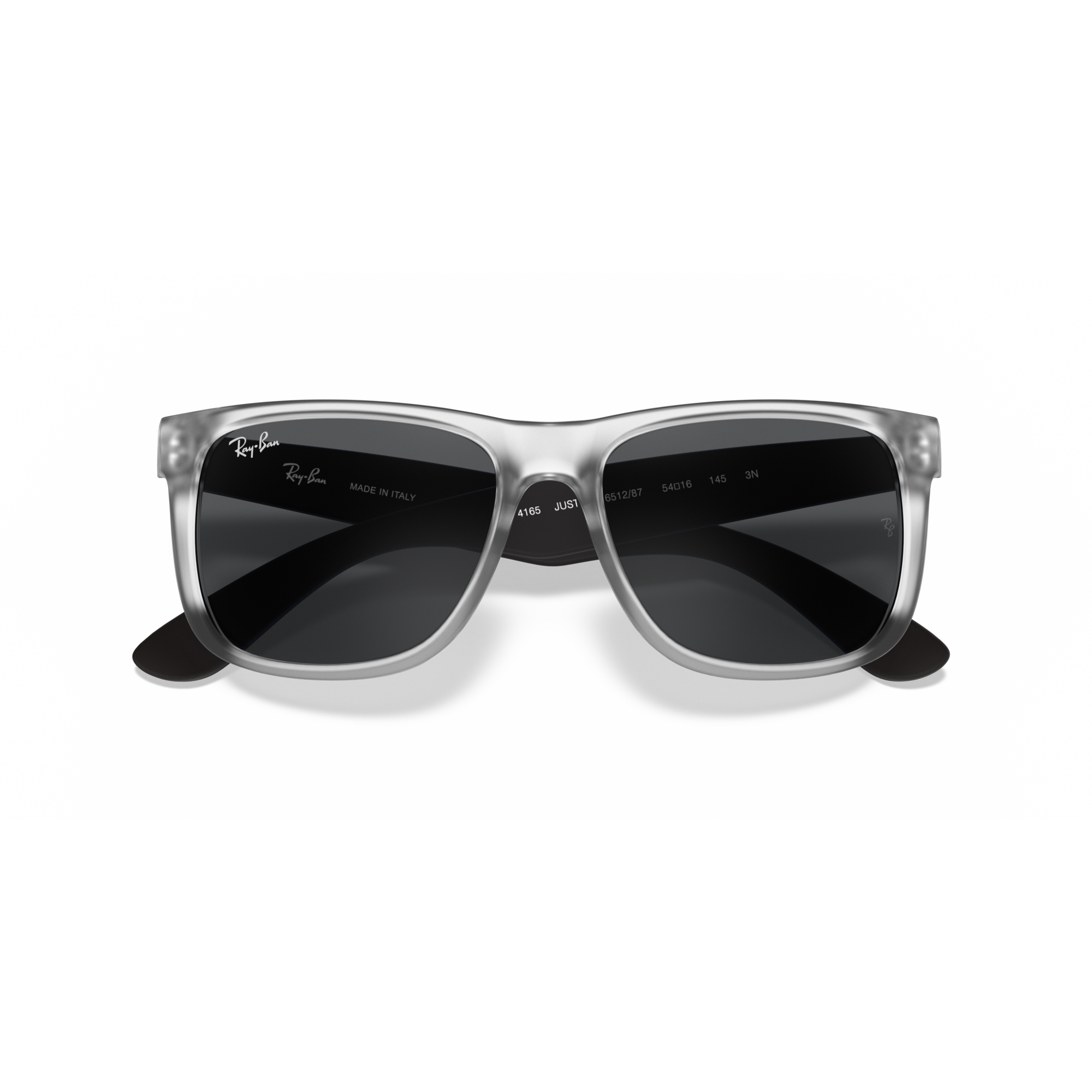 Clear frame sunglasses with dark lenses on a white background Rubber Transparent + Dark Grey