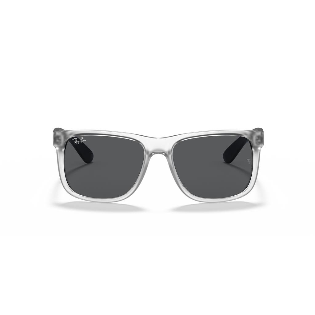 Clear frame sunglasses with dark lenses on a white background Rubber Transparent + Dark Grey