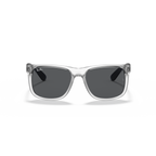 Clear frame sunglasses with dark lenses on a white background Rubber Transparent + Dark Grey