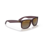 Brown sunglasses with a Ray-Ban logo on a white background Polished Transparent Dark Brown + Gradient Brown Polarised