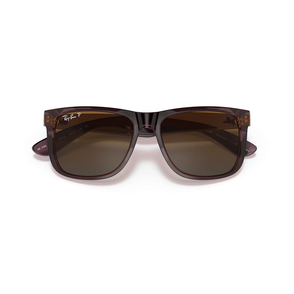 Brown sunglasses with a tortoiseshell frame on a white background Polished Transparent Dark Brown + Gradient Brown Polarised