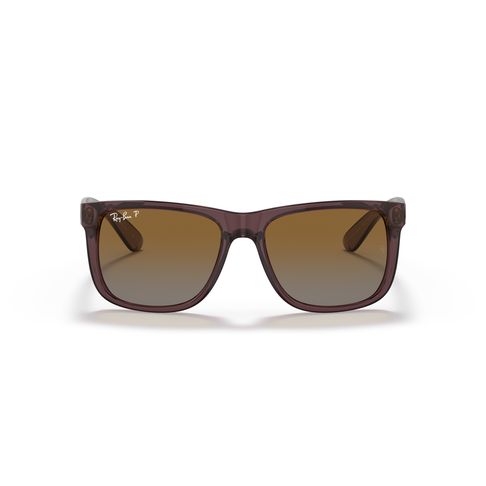Brown sunglasses with a reflective surface on a white background Polished Transparent Dark Brown + Gradient Brown Polarised