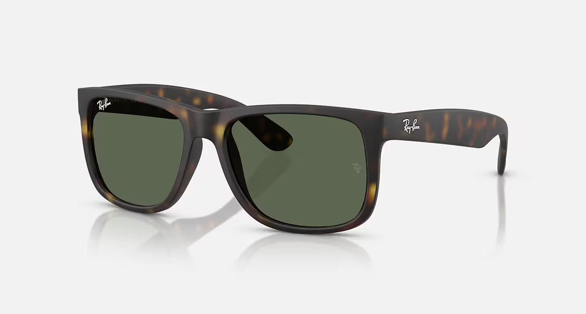 Ray Ban Justin Sunglasses - Velocity 21 Matte Rubber Havana + Dark Green