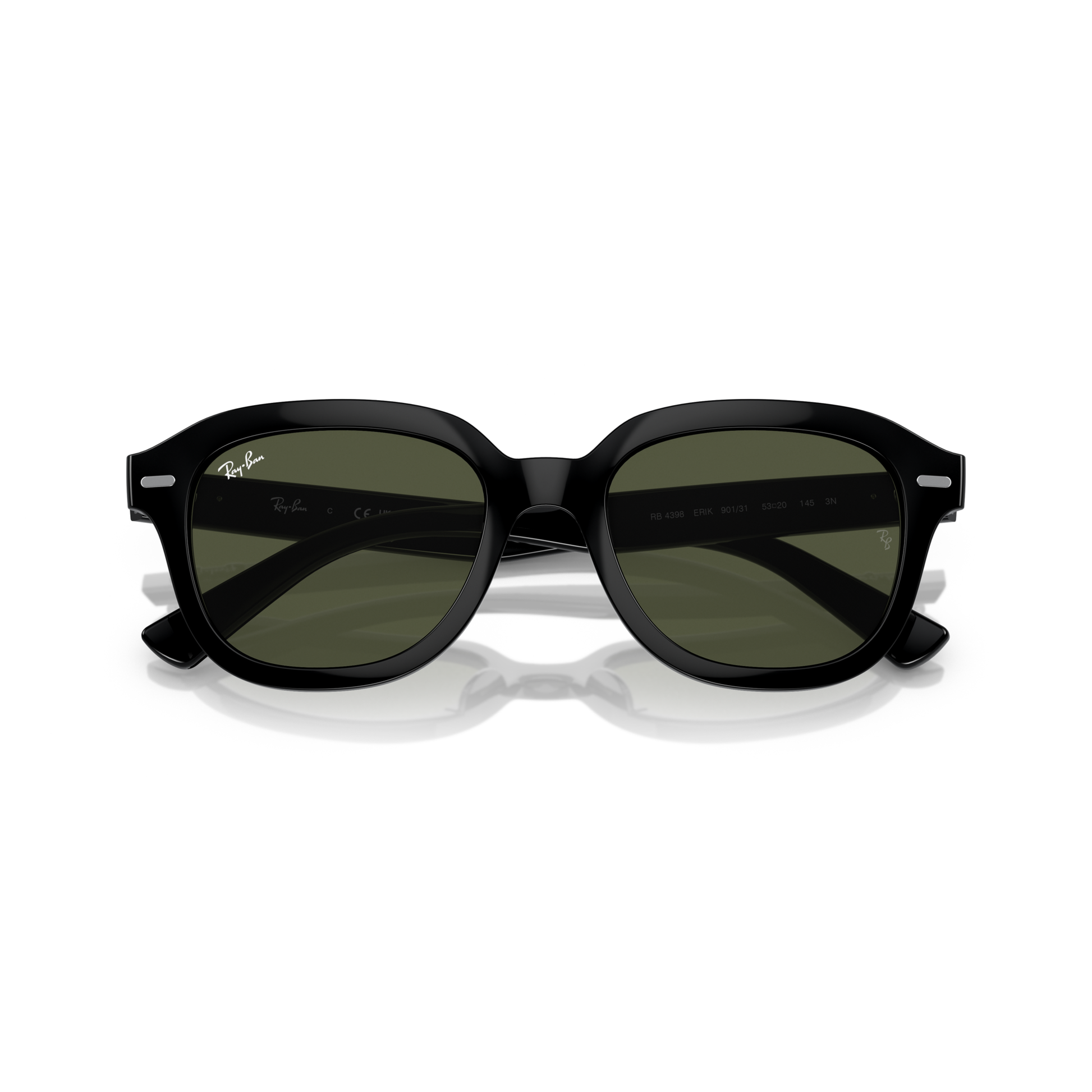 Black sunglasses with green lenses on a white background Polished Black + G-15 Green