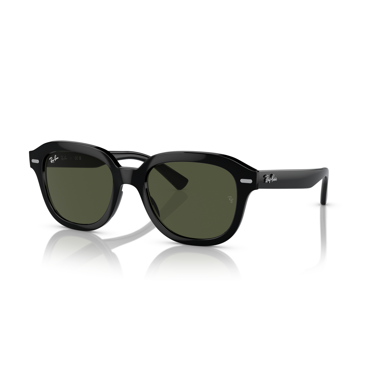 Black sunglasses with reflective surface on a white background Polished Black + G-15 Green