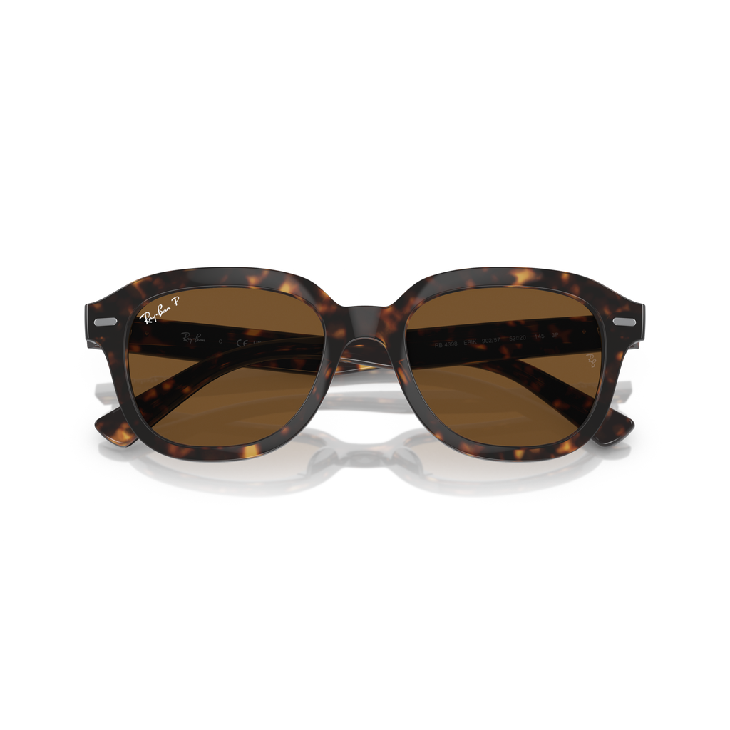 Tortoiseshell sunglasses with brown lenses on a white background Polished Havana + Brown Polarised