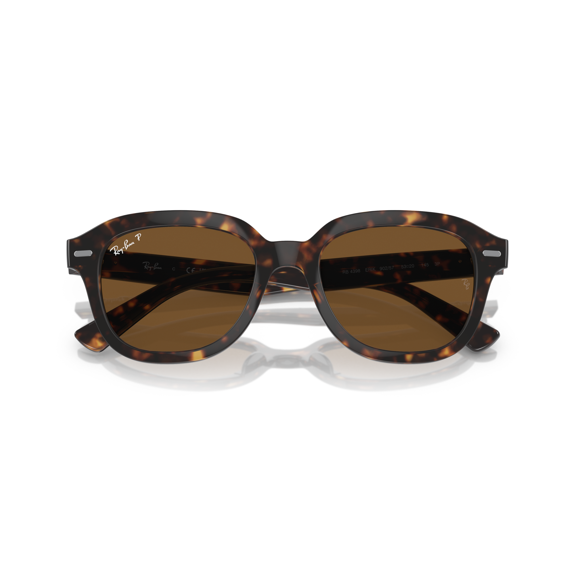 Tortoiseshell sunglasses with brown lenses on a white background Polished Havana + Brown Polarised