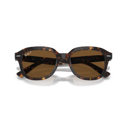 Tortoiseshell sunglasses with brown lenses on a white background Polished Havana + Brown Polarised