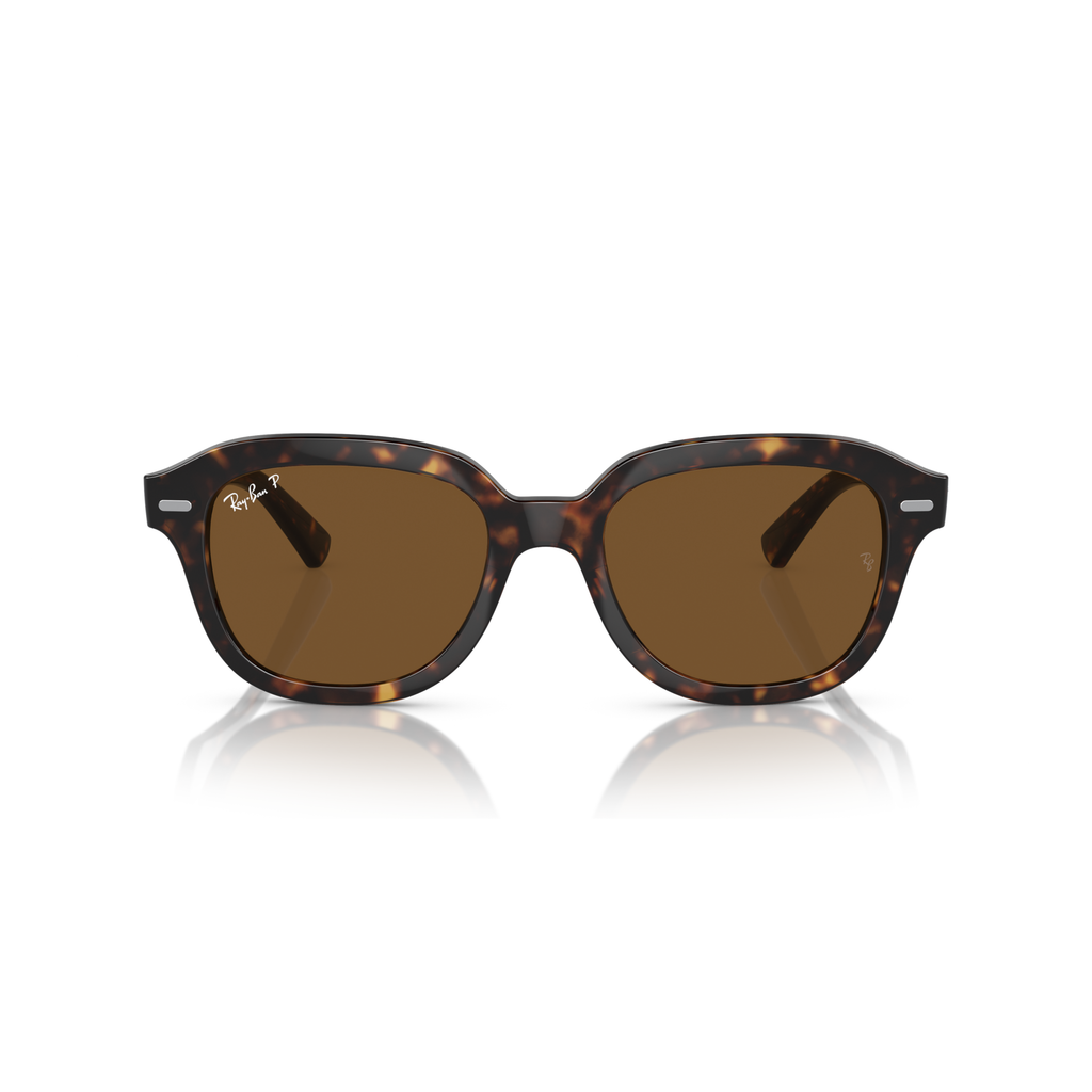 Tortoiseshell sunglasses with brown lenses on a white background Polished Havana + Brown Polarised