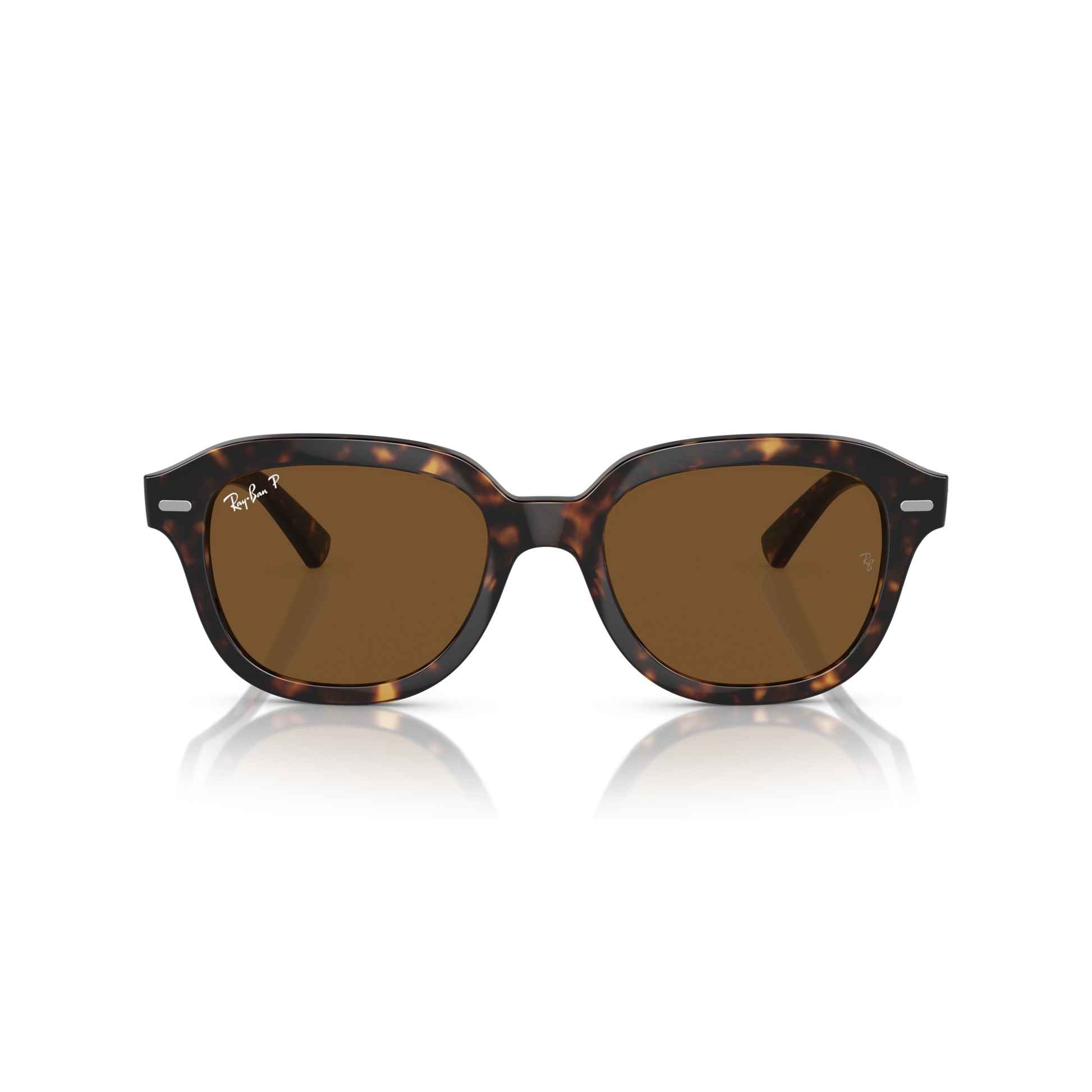 Tortoiseshell sunglasses with brown lenses on a white background Polished Havana + Brown Polarised