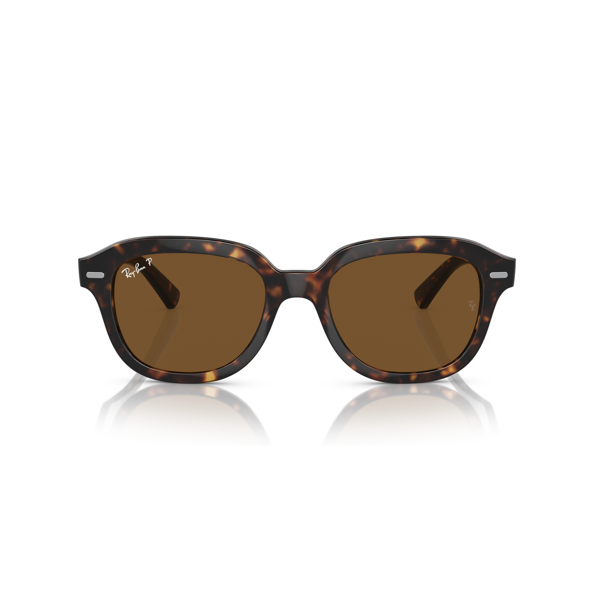 Tortoiseshell sunglasses with brown lenses on a white background Polished Havana + Brown Polarised