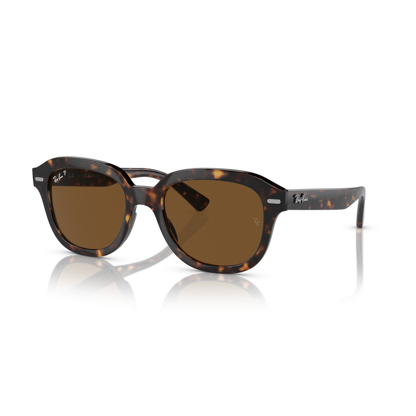 Tortoiseshell sunglasses with brown lenses on a white background Polished Havana + Brown Polarised