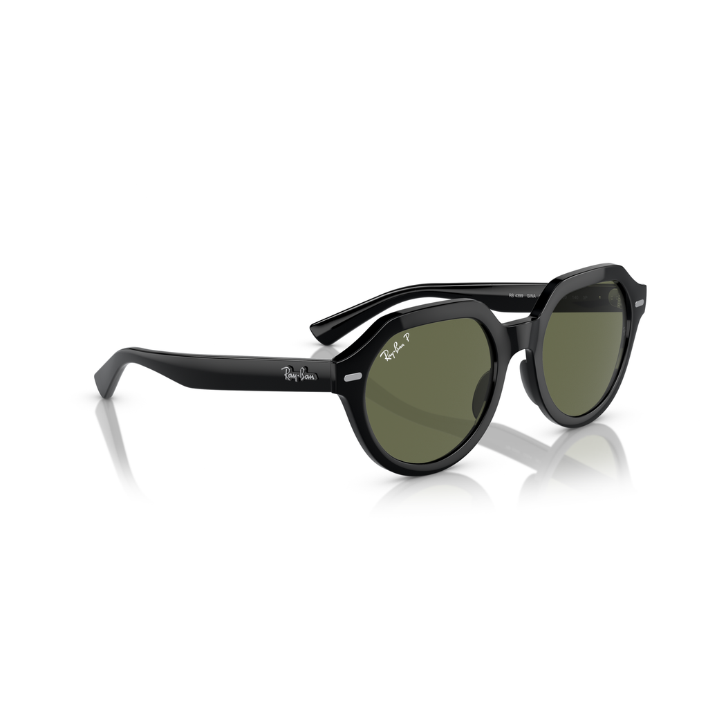 Black sunglasses with green lenses on a white background Polished Black + G-15 Green Polarised