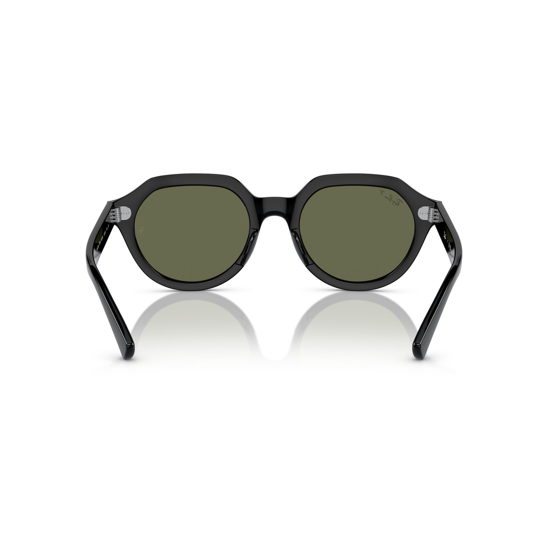 Black sunglasses with green lenses on a white background Polished Black + G-15 Green Polarised