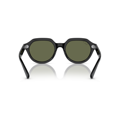 Black sunglasses with green lenses on a white background Polished Black + G-15 Green Polarised