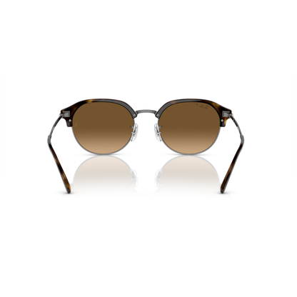 Sunglasses with tortoiseshell frame and brown gradient lenses on a white background Polished Havana on Gunmetal + Brown Gradient Polarised