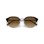 Round sunglasses with brown lenses and a clear frame on a white background Polished Havana on Gunmetal + Brown Gradient Polarised