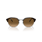Round sunglasses with brown gradient lenses on a white background Polished Havana on Gunmetal + Brown Gradient Polarised