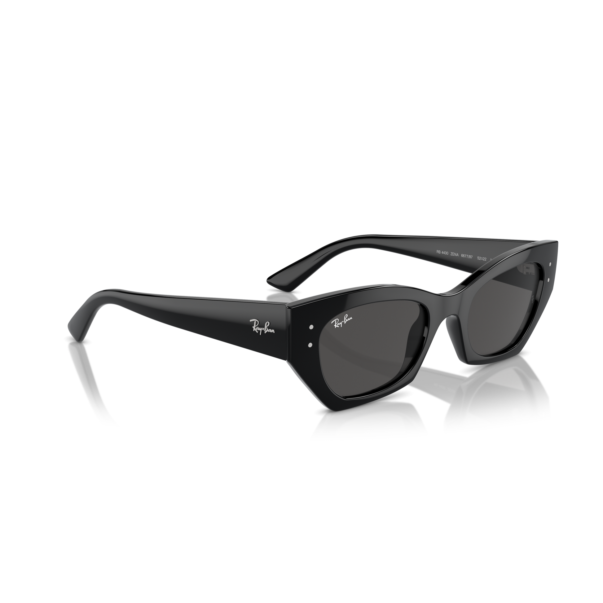 Black sunglasses with a reflective surface on a white background Polished Black + Dark Grey