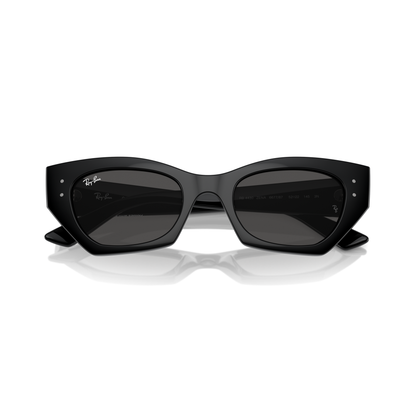 Black sunglasses with 'Ray-Ban' logo on a white background Polished Black + Dark Grey