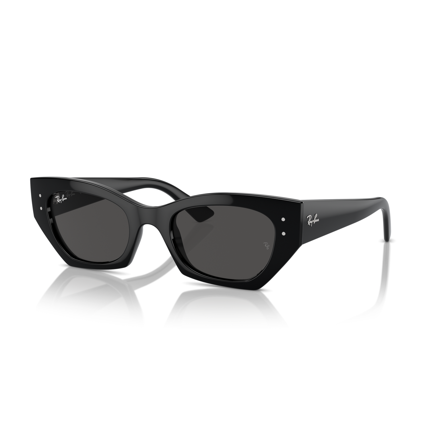 Black sunglasses with a reflective surface on a white background Polished Black + Dark Grey