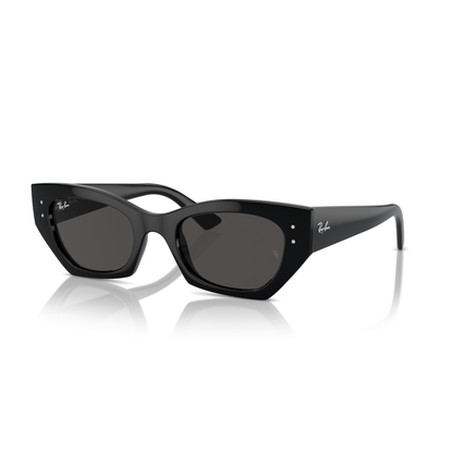 Black sunglasses with a reflective surface on a white background Polished Black + Dark Grey